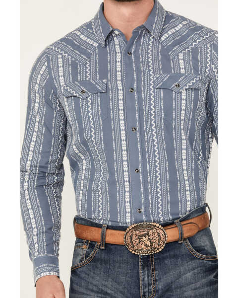 Image #3 - Cody James Men's War Hunt Southwestern Striped Print Long Sleeve Snap Western Shirt - Big, White, hi-res