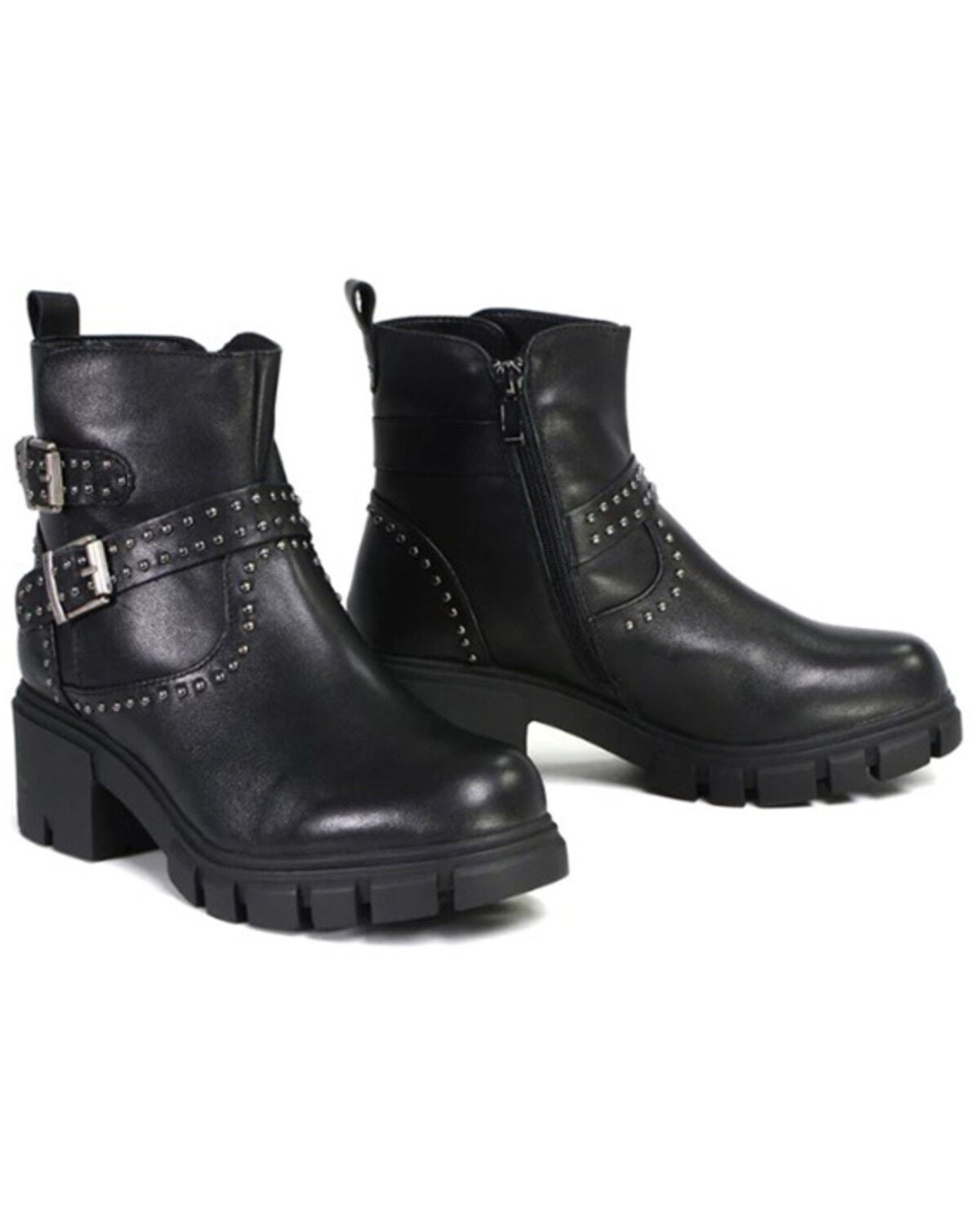Milwaukee Leather Women's Siren Leather Studded Boots - Round Toe, Black, hi-res