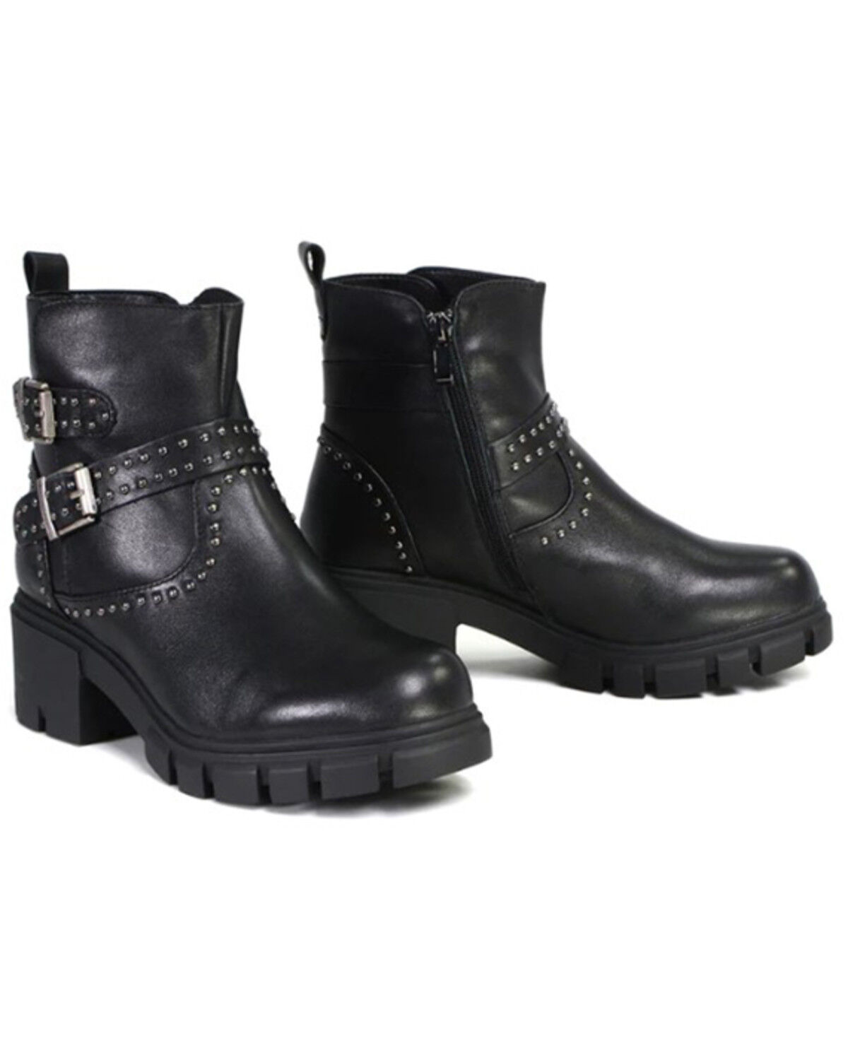 Image #1 - Milwaukee Leather Women's Siren Leather Studded Boots - Round Toe, Black, hi-res
