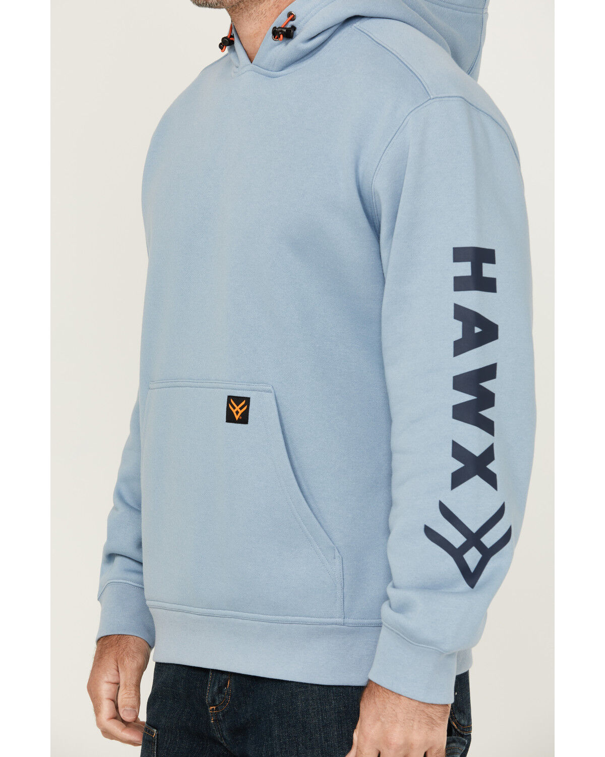 Image #3 - Hawx Men's Halstead Logo Sleeve Hooded Sweatshirt, Light Blue, hi-res