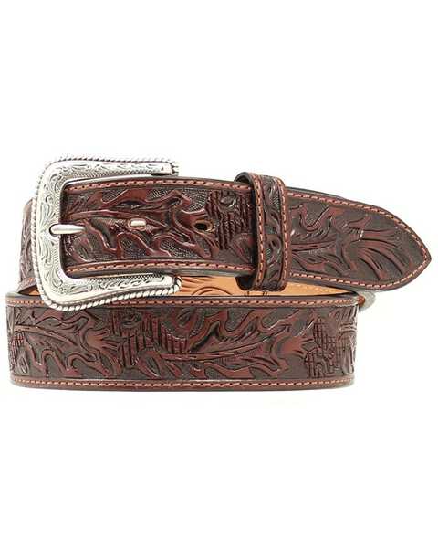 Nocona Tooled Leather Belt, Brown, hi-res