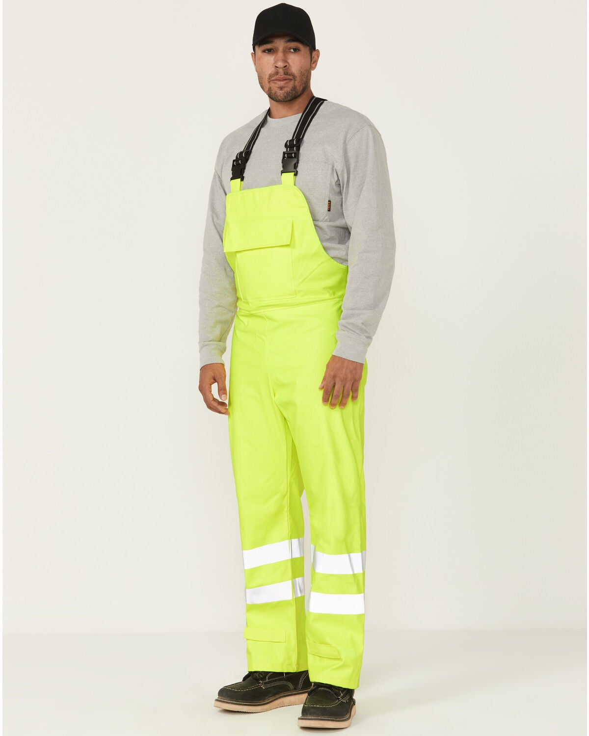 Image #1 - Forge Workwear Men's FR Hi-Vis Rain Bib Work Overalls, Yellow, hi-res