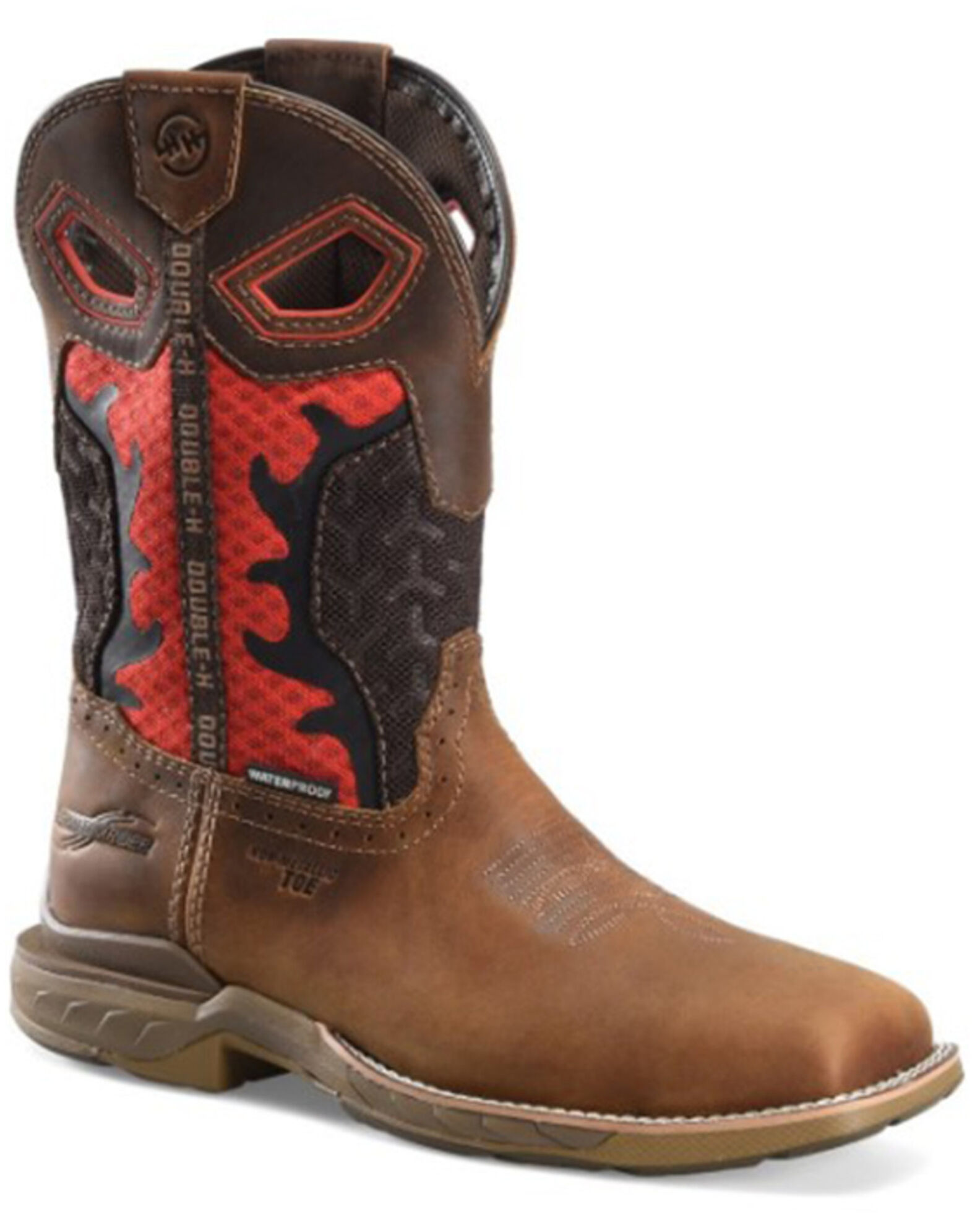 Image #1 - Double H Men's 11" Purge Waterproof Work Boots - Composite Toe, Brown, hi-res