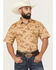 Image #1 - Pendleton Men's Laramie Ranch Print Short Sleeve Snap Western Shirt, Mustard, hi-res