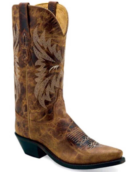 Image #1 - Old West Women's Western Boots - Snip Toe , Tan, hi-res