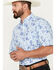 Ariat Men's Jonas Print Button-Down Short Sleeve Western Shirt, Light Blue, hi-res