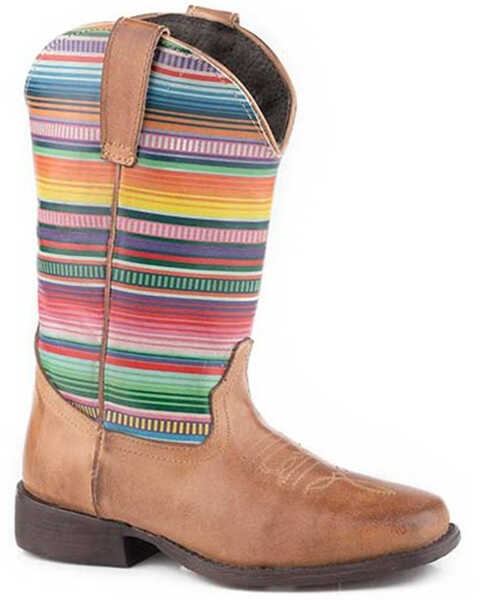 Image #1 - Roper Little Girls' Cora Serape Western Boots - Square Toe, , hi-res