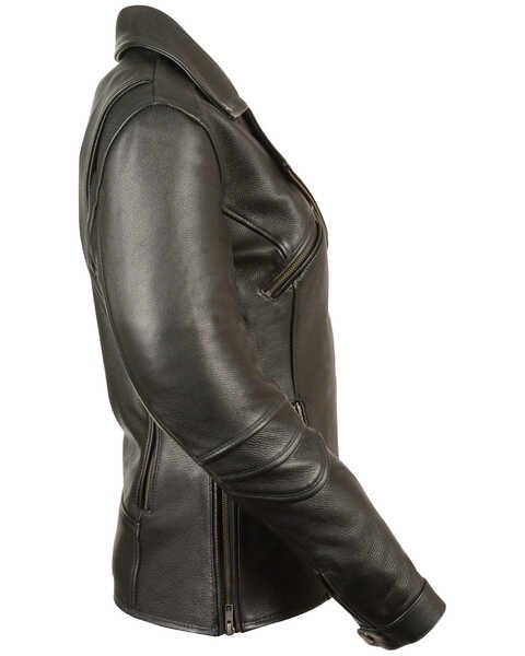 Image #2 - Milwaukee Leather Women's Long Length Vented Biker Leather Jacket, Black, hi-res