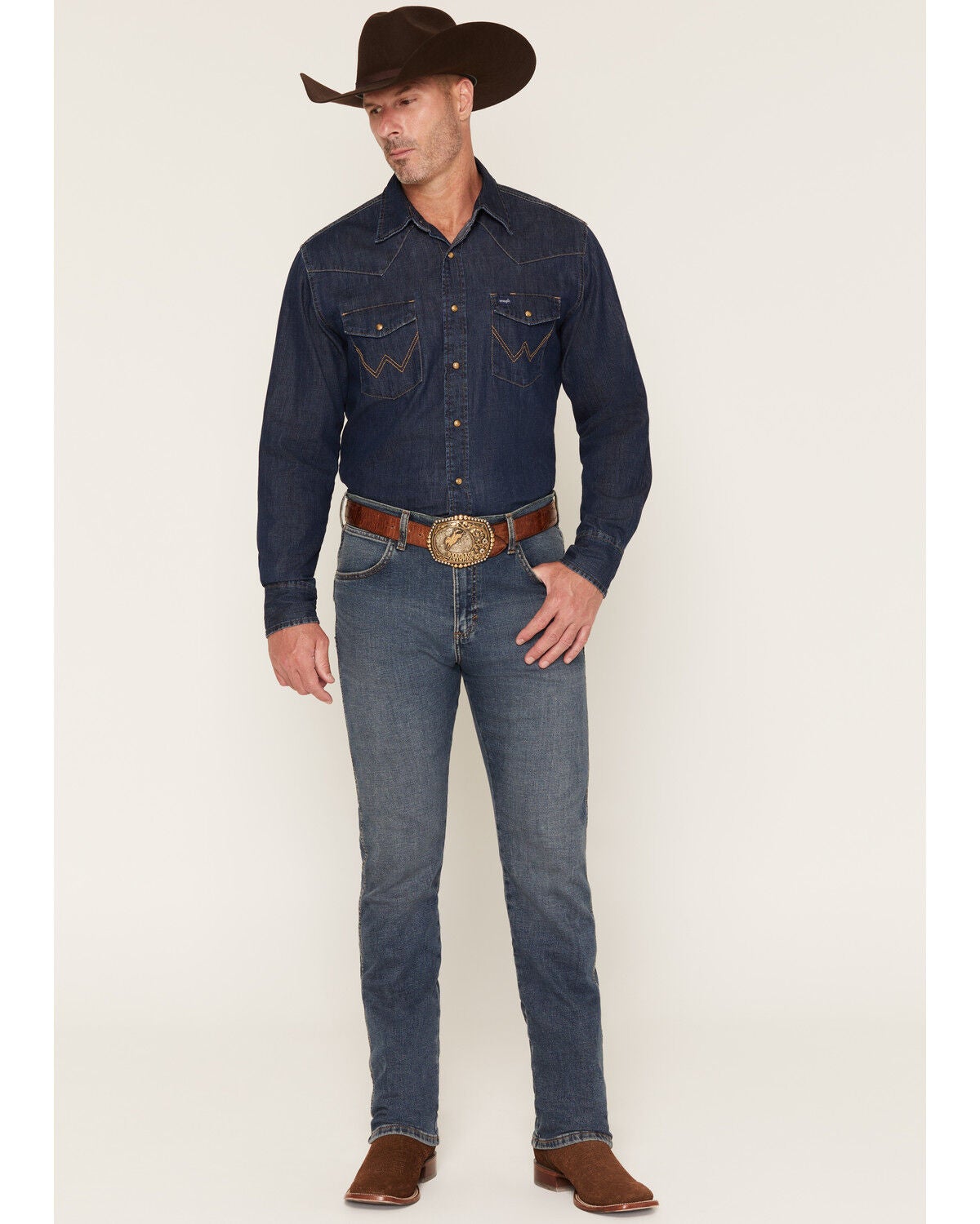 Wrangler Retro Men's 88MWZ Whiskey Dark Wash Slim Straight Stretch Denim Jeans, Dark Wash, hi-res