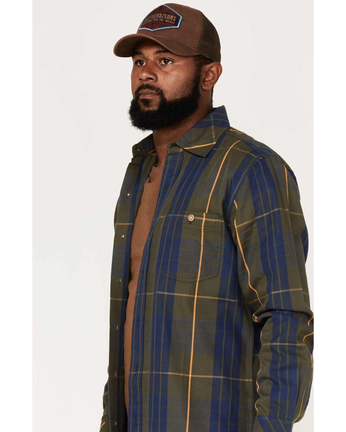 Image #2 - Resistol Men's Longmont Large Plaid Button Down Western Shirt, Olive, hi-res