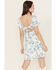 Image #4 - Shyanne Women's Floral Print Tie Front Mini Dress, White, hi-res