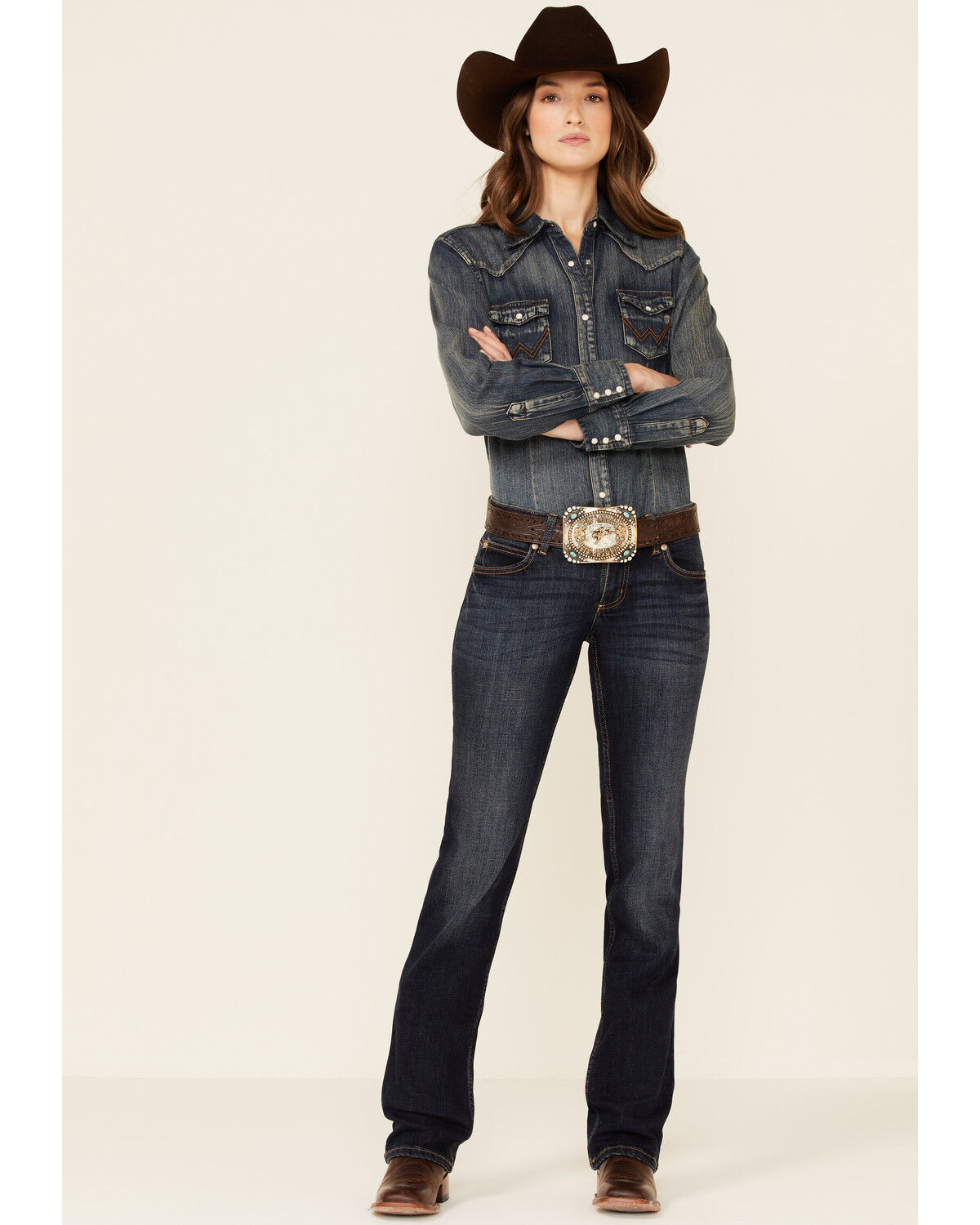 Image #1 - Wrangler Retro Low Rise Women's Dark Wash Sadie Jeans, Indigo, hi-res