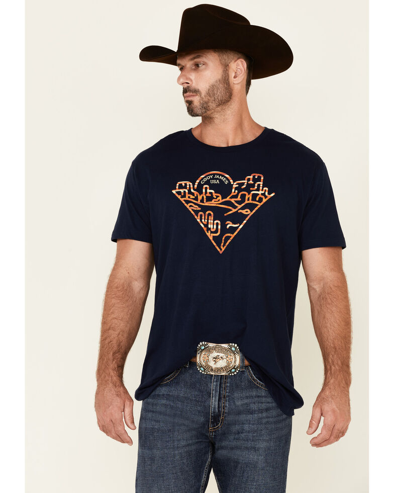 Cody James Men's Navy Poncho Desert Graphic Short Sleeve T-Shirt , Blue, hi-res