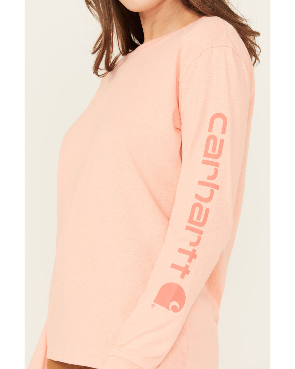 Image #3 - Carhartt Women's Loose Fit Heavyweight Long Sleeve Graphic T-Shirt, Light Orange, hi-res