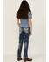 Image #3 - Miss Me Girls' Medium Wash Mid Rise Sequin Butterfly Skinny Jeans, Blue, hi-res