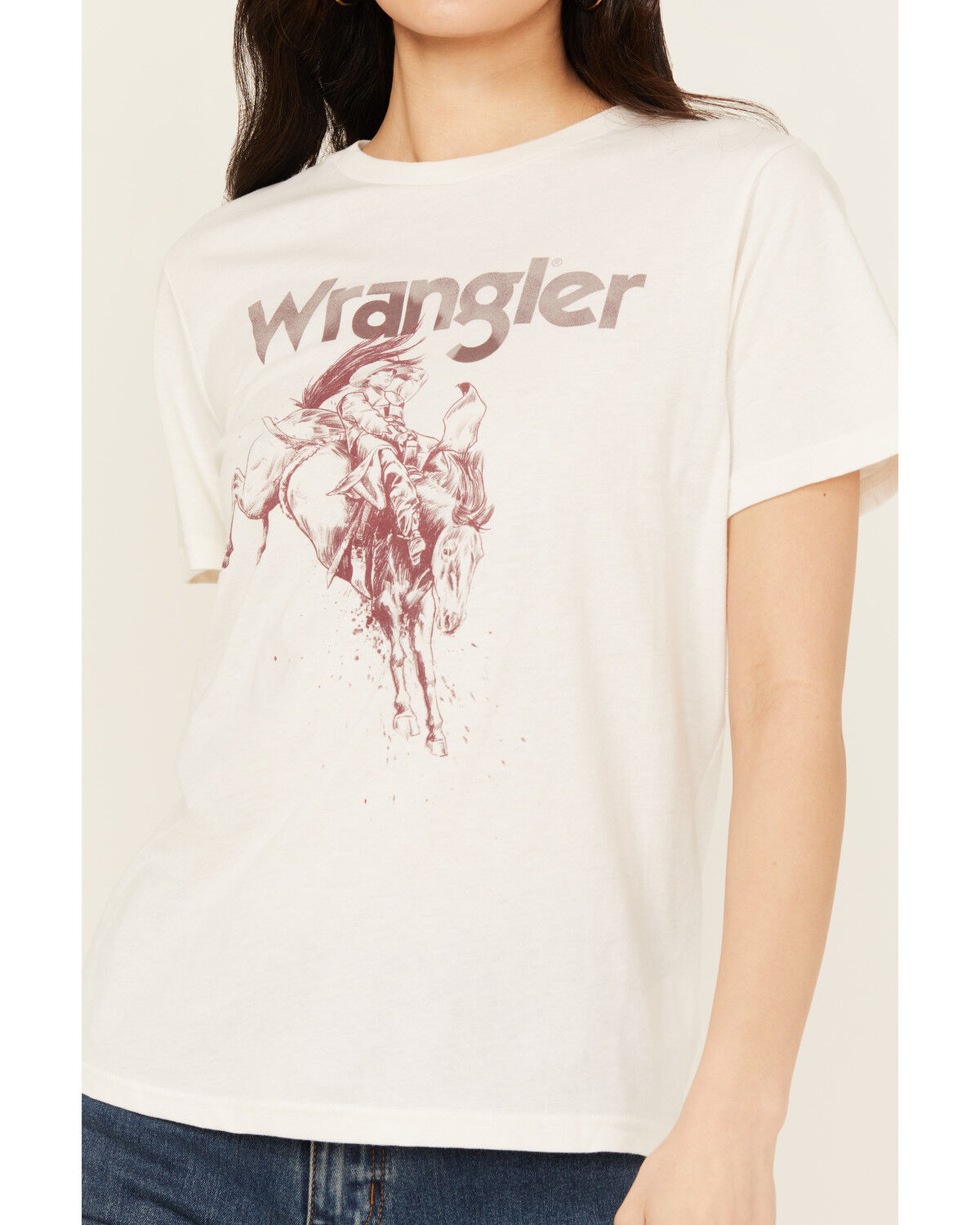 Image #3 - Wrangler Women's Bucking Bronco Logo Short Sleeve Graphic Tee, White, hi-res