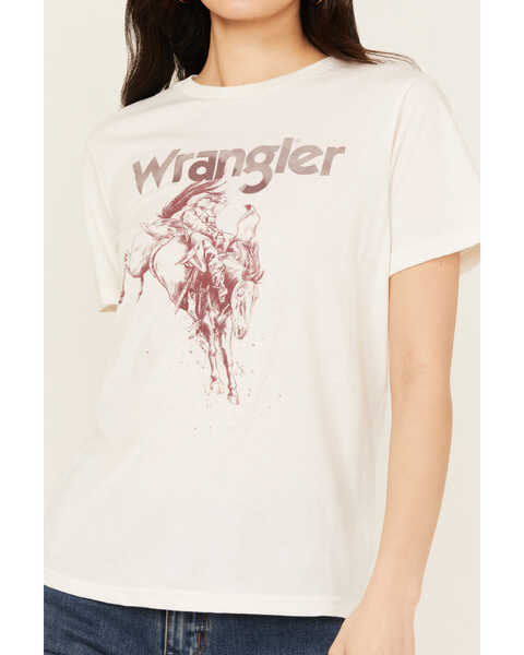 Image #3 - Wrangler Women's Bucking Bronco Logo Short Sleeve Graphic Tee , White, hi-res