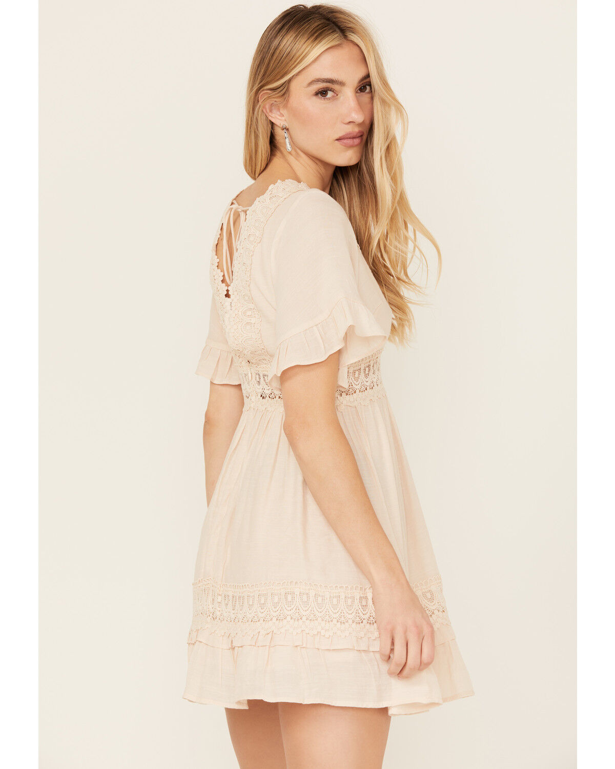 Image #4 - Wishlist Women's Solid Lace Trim Mini Dress, Off White, hi-res