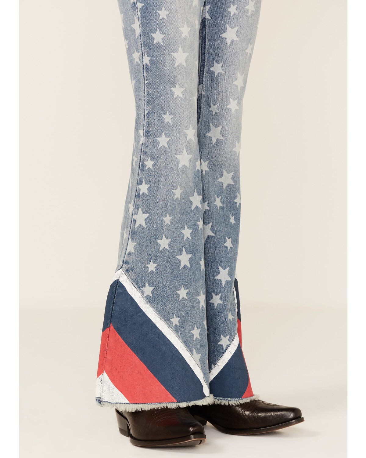 Image #2 - Rock & Roll Denim Girls' Star Print Striped Panel Medium Wash Flare Jeans, Medium Wash, hi-res