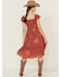 Image #4 - Wild Moss Women's Floral Embroidered Short Sleeve Midi Dress, Rust Copper, hi-res