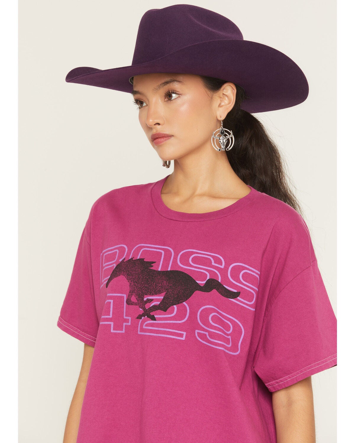Image #2 - Merch Traffic Women's Ford Mustang Short Sleeve Graphic Tee, Pink, hi-res