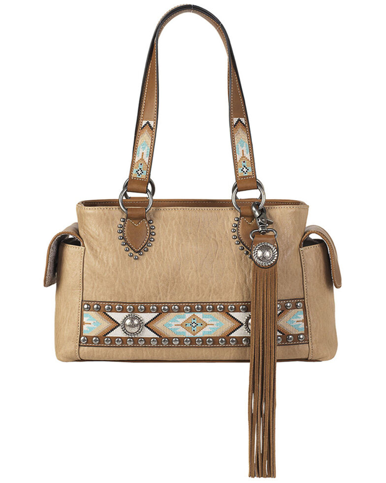 Nocona Women's Carmen Concealed Carry Southwestern Satchel Bag, Tan, hi-res