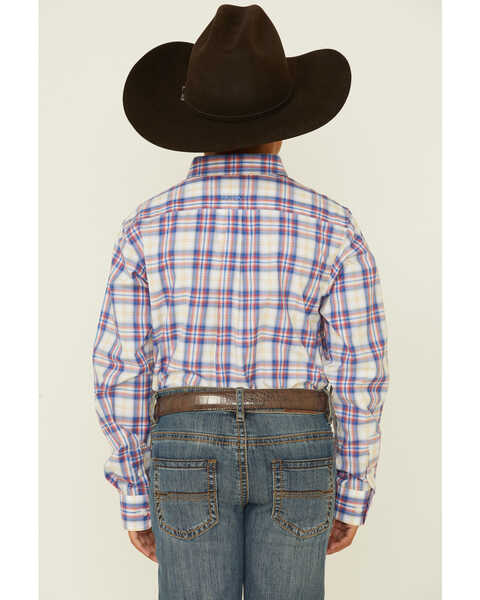 Image #4 - Ariat Boys' Boston Plaid Print Long Sleeve Button Down Western Shirt , White, hi-res