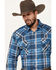 Ely Walker Men's Plaid Print Long Sleeve Pearl Snap Western Shirt - Big, Blue, hi-res