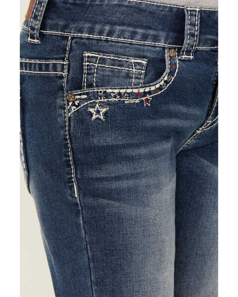 Image #2 - Shyanne Girls' Medium Wash Star Pocket Bootcut Stretch Denim Jeans , Medium Wash, hi-res