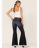 Image #3 - Shyanne Women's Dark Wash Mr Super Flare Destructed Fray Jeans, , hi-res