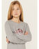 Image #2 - Ariat Girls' Cow Logo Long Sleeve Tee, Heather Grey, hi-res