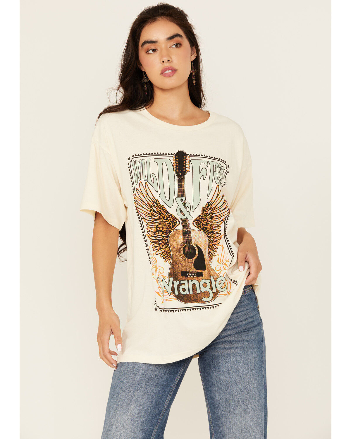 Image #1 - Wrangler Women's Guitar Short Sleeve Graphic Tee, White, hi-res