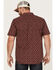 Gibson Men's Tribal Meeting Geo Print Short Sleeve Button Down Western Shirt , Burgundy, hi-res