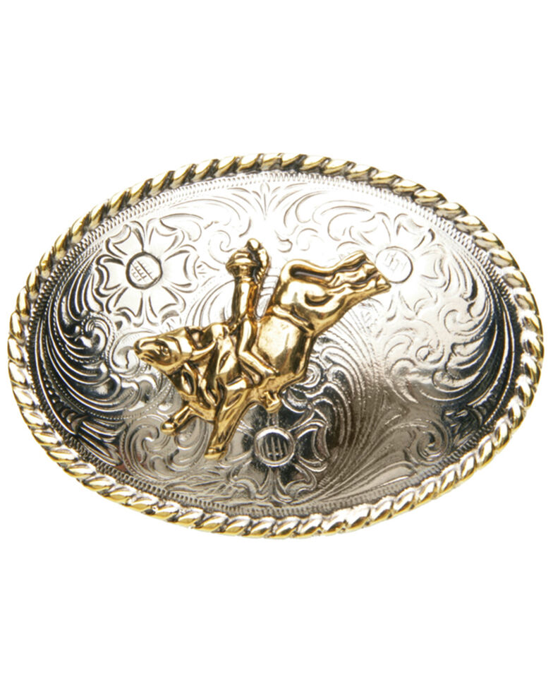 AndWest Boys' Bull Rider & Rope Buckle, Gold, hi-res