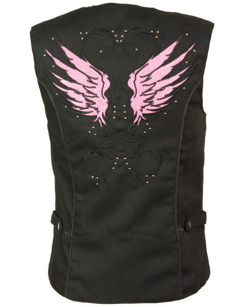 Image #2 - Milwaukee Leather Women's Stud & Wing Embroidered Vest - 4X , Pink/black, hi-res