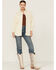 Sadie & Sage Women's Faux Leather Ecru Shacket, Ivory, hi-res