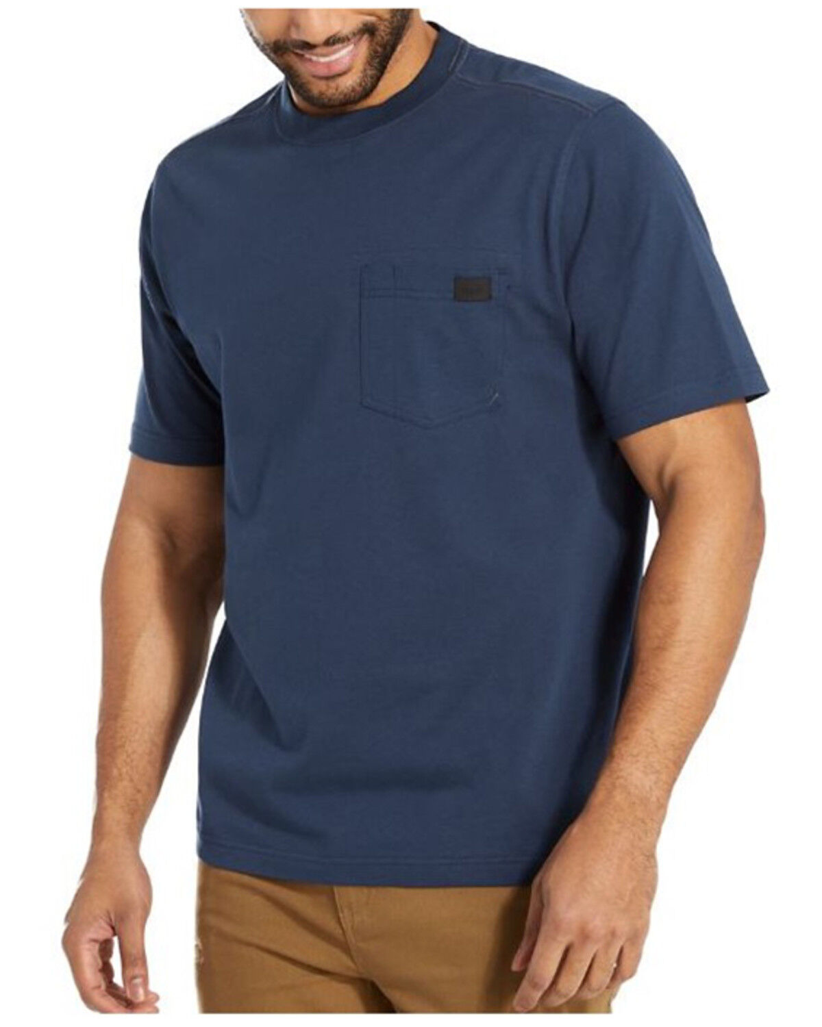 Image #1 - Wolverine Men's Solid Guardian Short Sleeve Work Pocket T-Shirt, Navy, hi-res