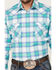 Rough Stock By Panhandle Men's Stretch Ombre Plaid Long Sleeve Snap Western Shirt , Aqua, hi-res
