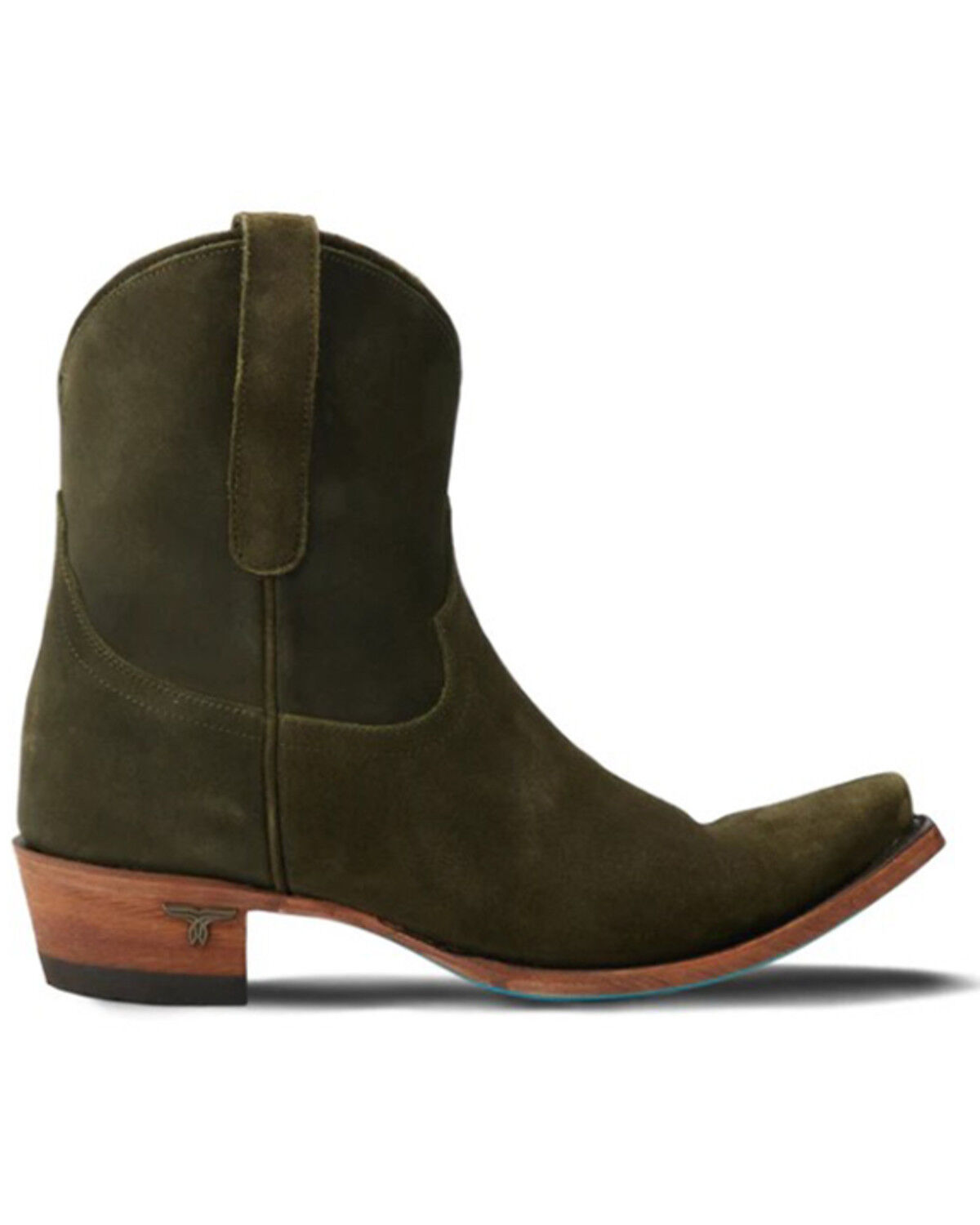 Image #2 - Lane Women's Emma Jane Suede Western Booties - Snip Toe, Olive, hi-res