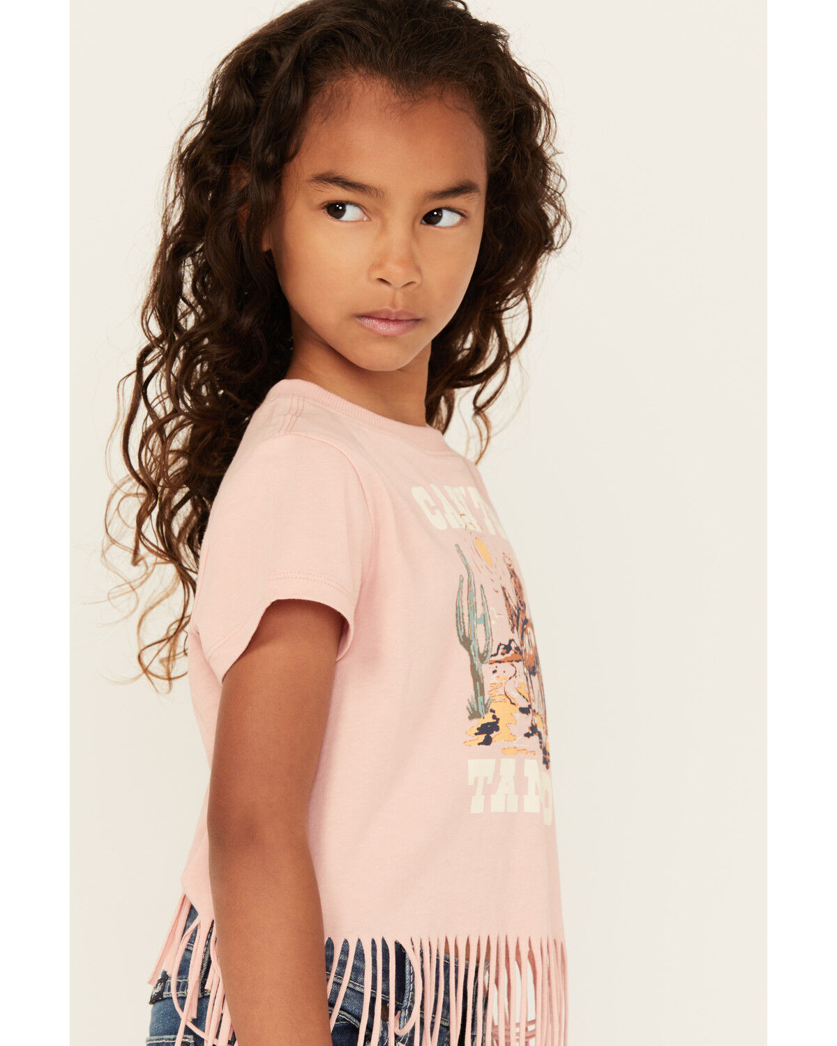 Image #2 - Shyanne Girls' Can't Be Tamed Short Sleeve Fringe Graphic Tee, Light Pink, hi-res