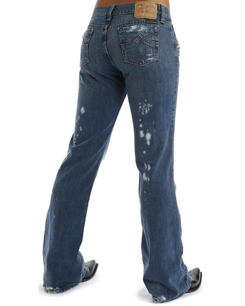 Stetson Women's 816 Fit Distresed Bootcut Jeans, Denim, hi-res