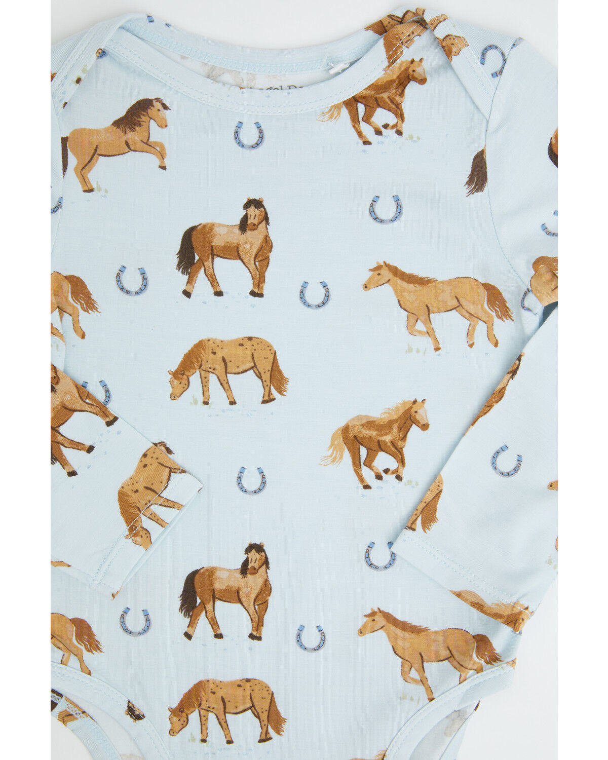 Image #2 - Angel Dear Infant Boys' Horse Print Long Sleeve Onesie, Blue, hi-res