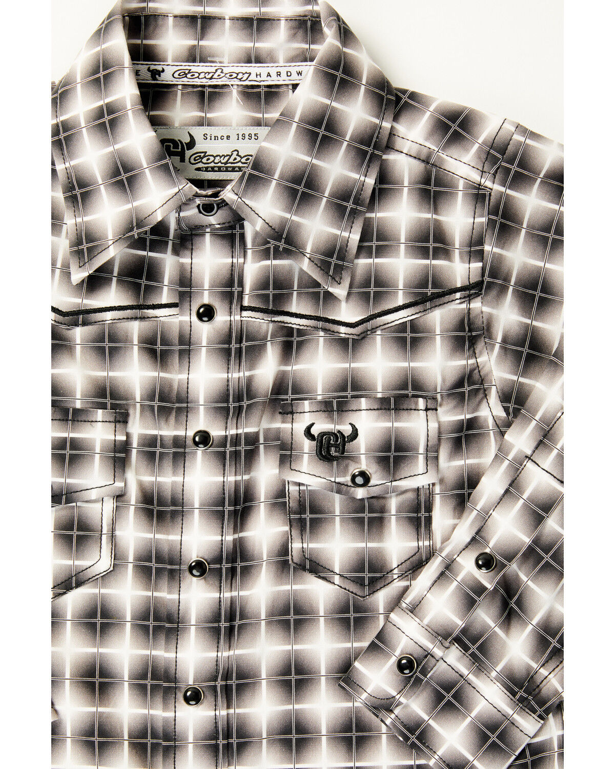 Image #2 - Cowboy Hardware Toddler Boys' Cubed Print Long Sleeve Snap Stretch Western Shirt, Black, hi-res
