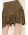 Image #4 - Rock & Roll Denim Women's Faux Suede Fringe Mini Skirt, Olive, hi-res