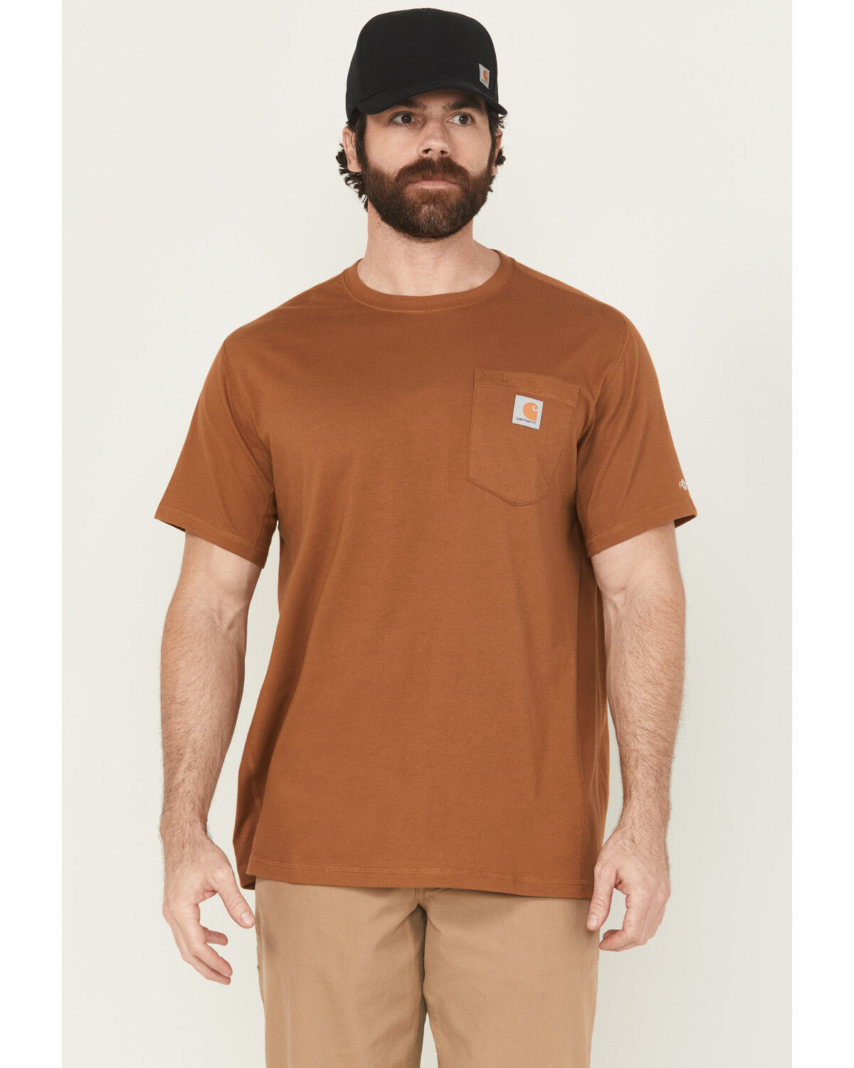 Image #1 - Carhartt Men's Force® Relaxed Fit Short Sleeve Pocket T-Shirt, Brown, hi-res