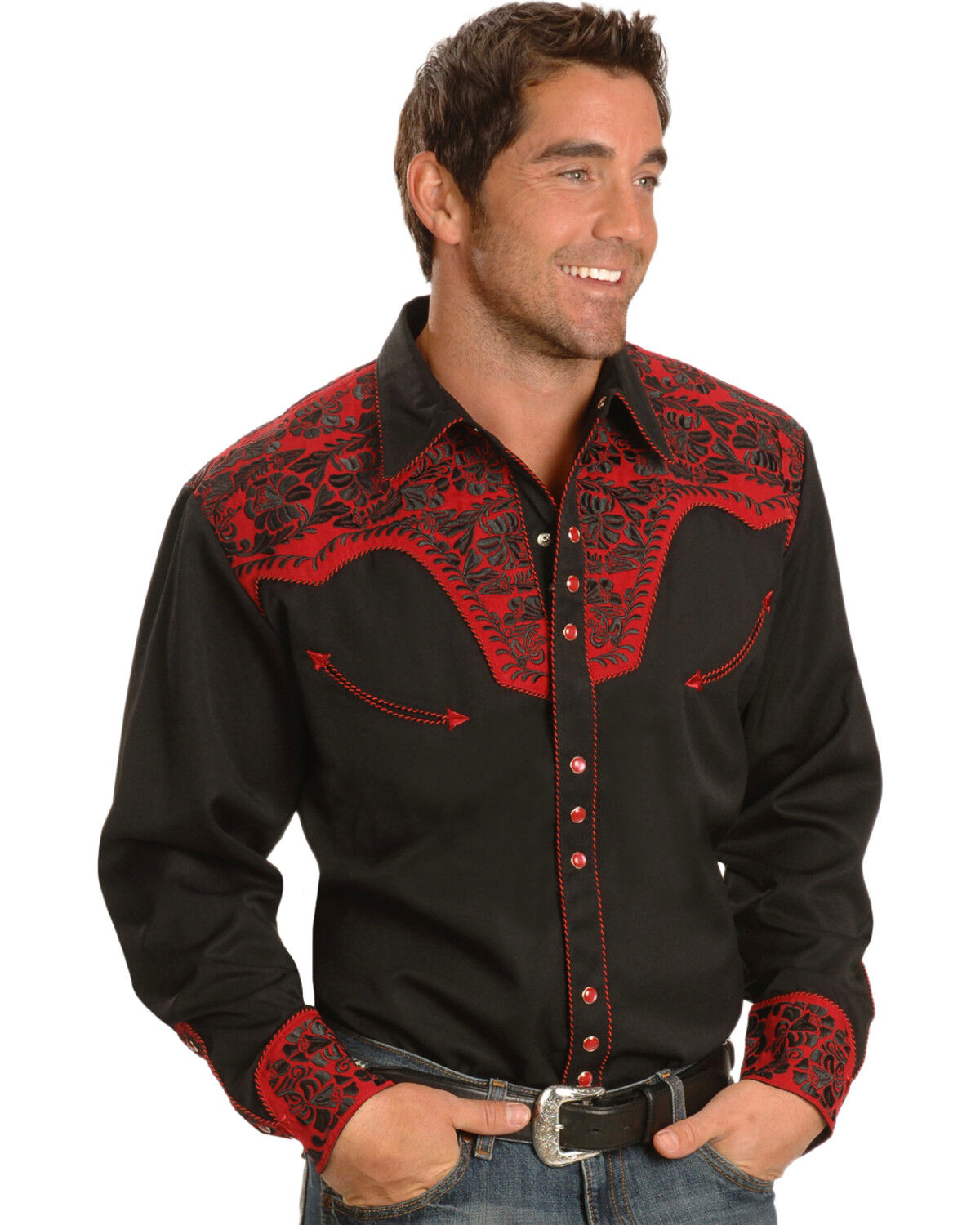 Black and red cowboy shirt clearance