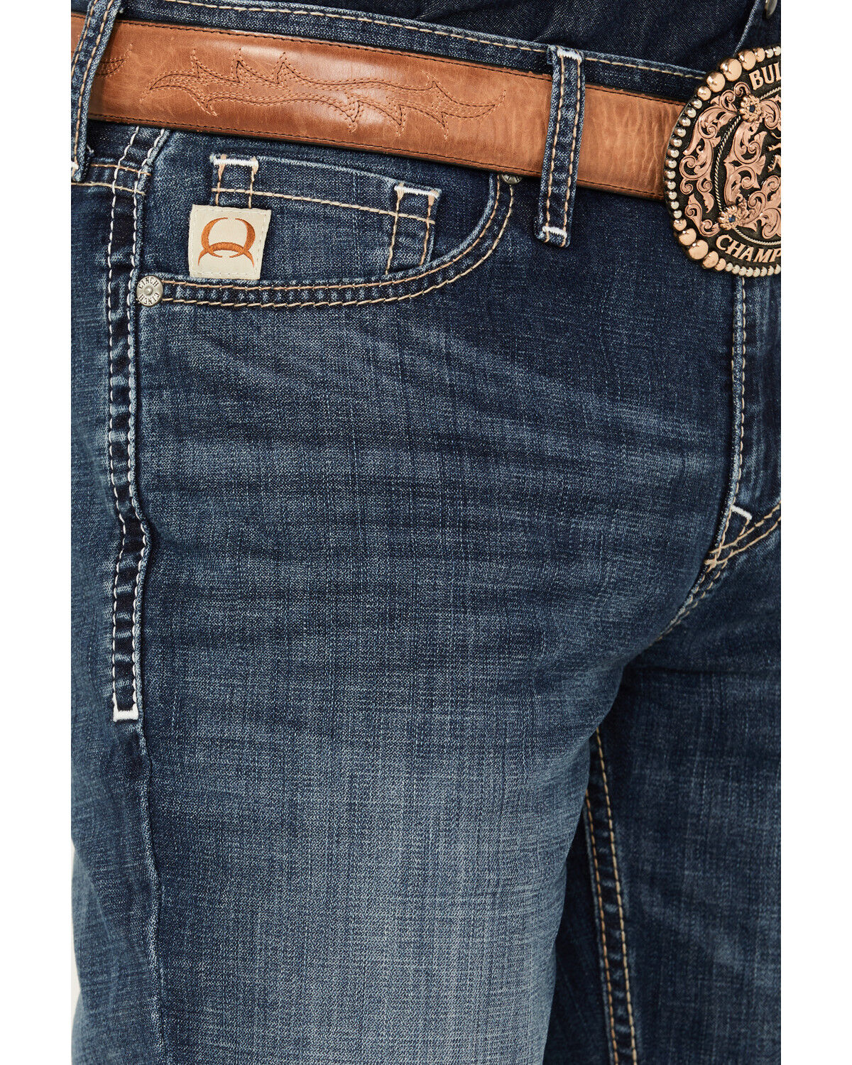 Image #2 - Cinch Men's Ian Dark Wash Slim Bootcut Performance Stretch Denim Jeans, Indigo, hi-res