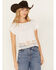 Beyond The Radar Women's Crochet Hem Trim Top, White, hi-res