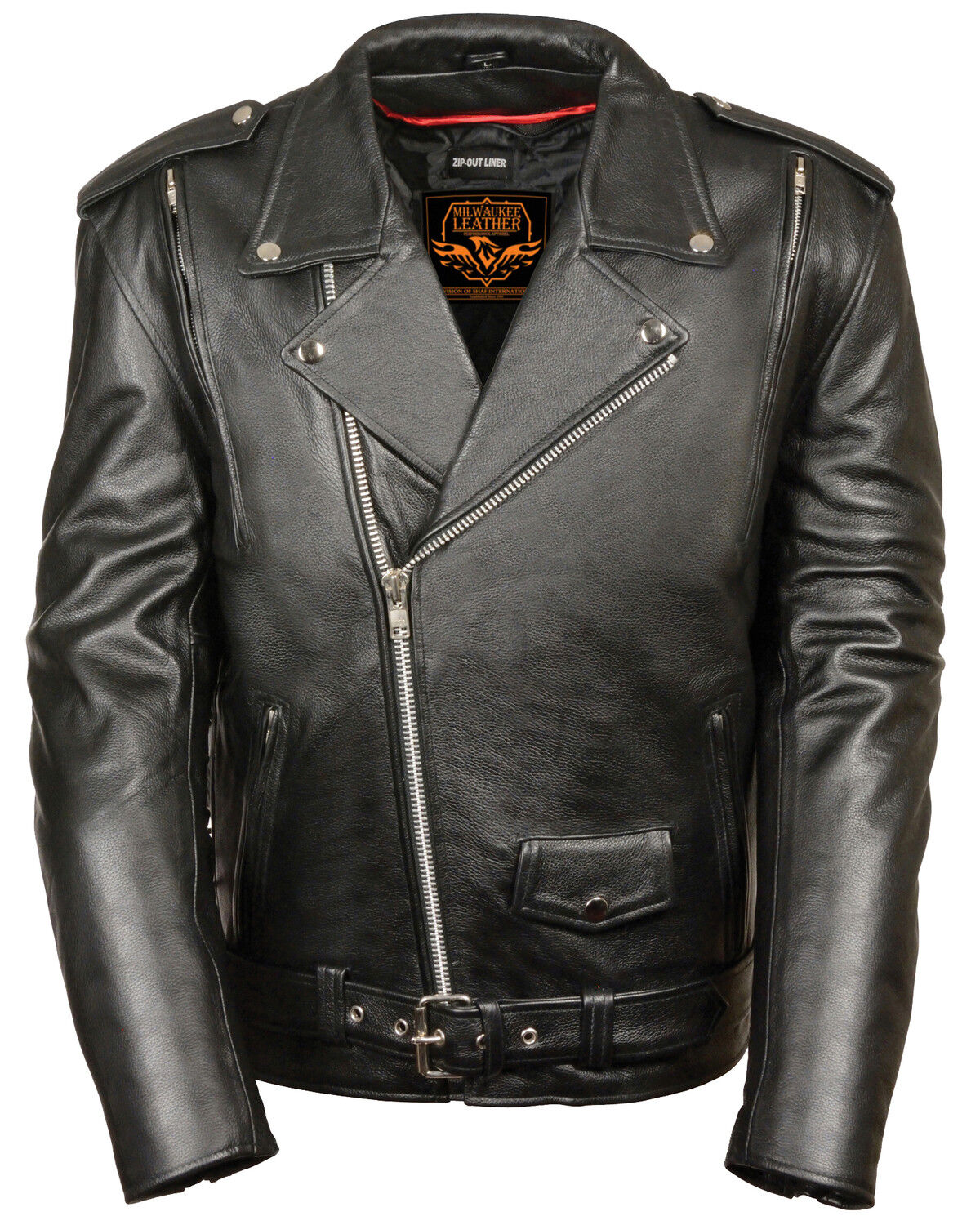 Image #1 - Milwaukee Leather Men's Black Vented Side Lace Leather Motorcycle Jacket, Black, hi-res