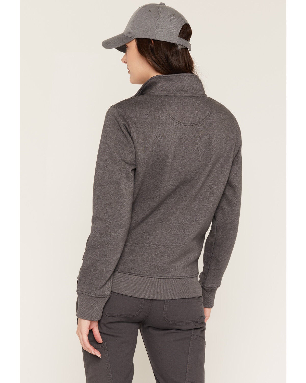 Image #4 - Carhartt Women's Relaxed Fit Midweight Quatre-Zip Mock-Neck Pullover, Charcoal, hi-res